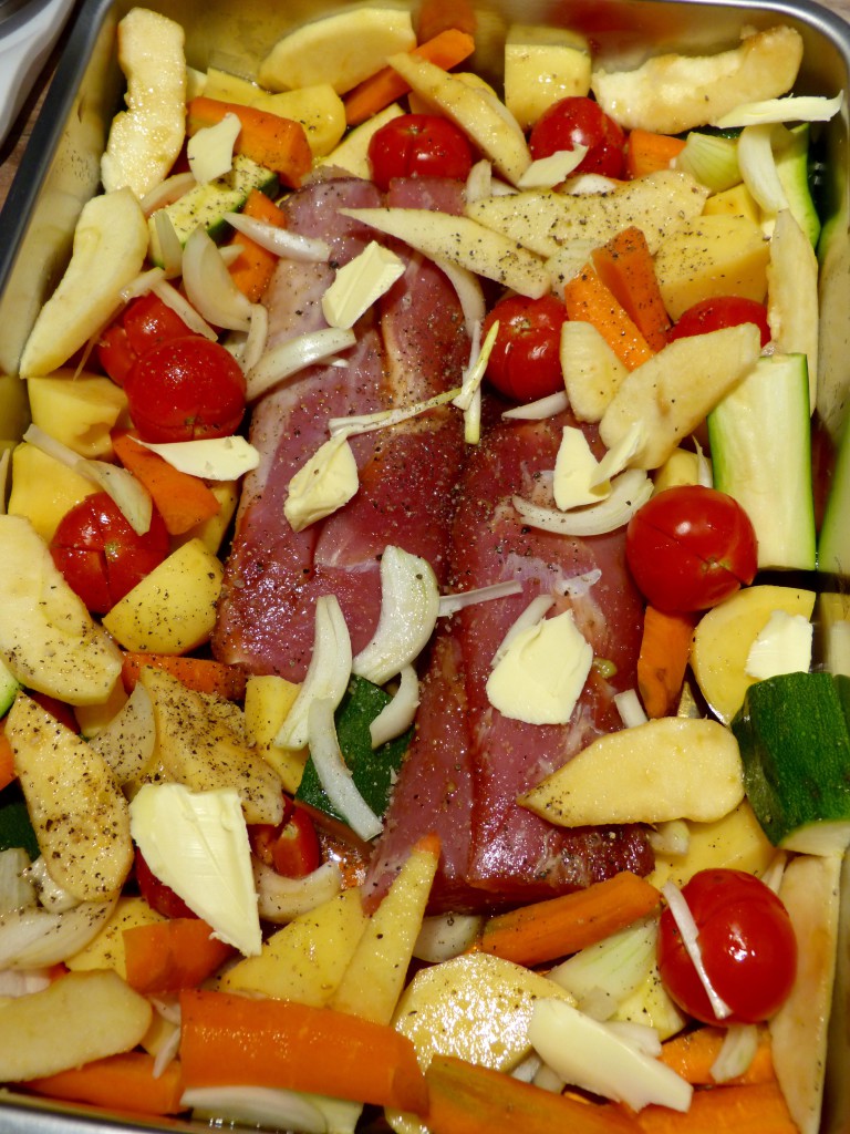 Filet mignon de porc et ses petits légumes