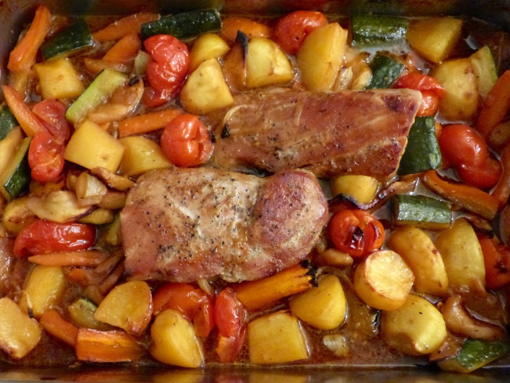 Filet mignon de porc et ses petits légumes