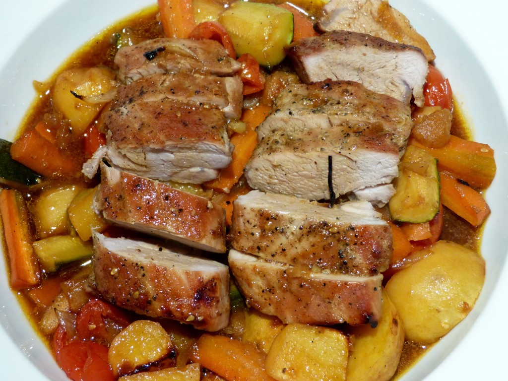 Filet mignon de porc et ses petits légumes