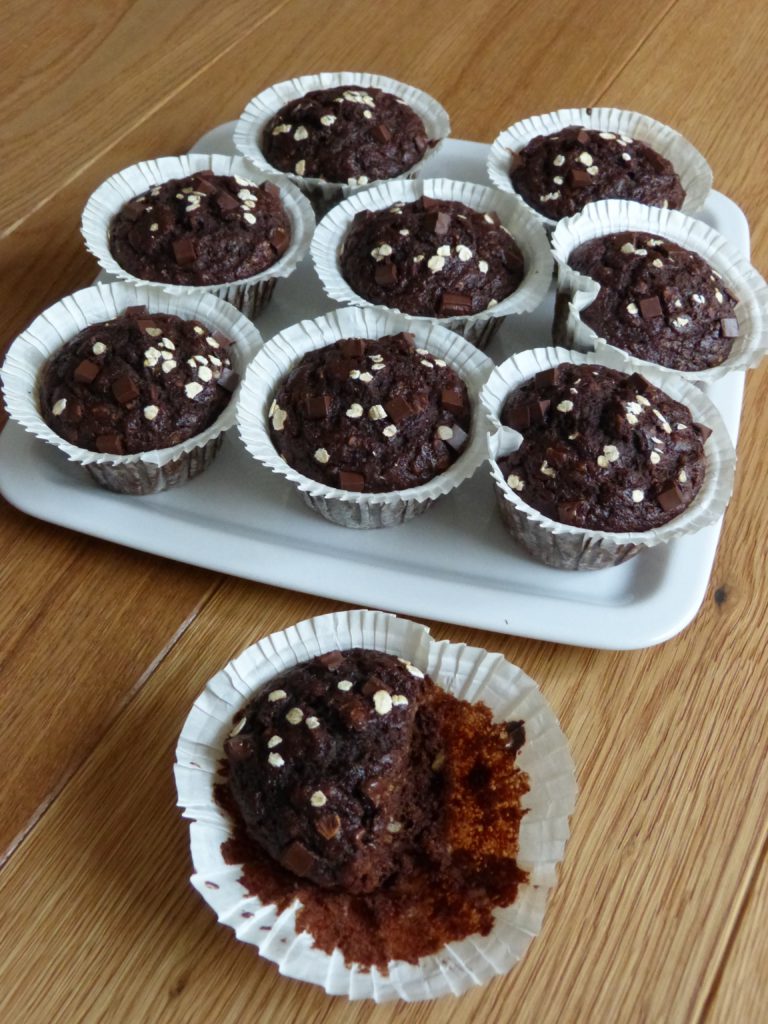 Muffins énergétiques aux flocons d'avoine, chocolat et banane