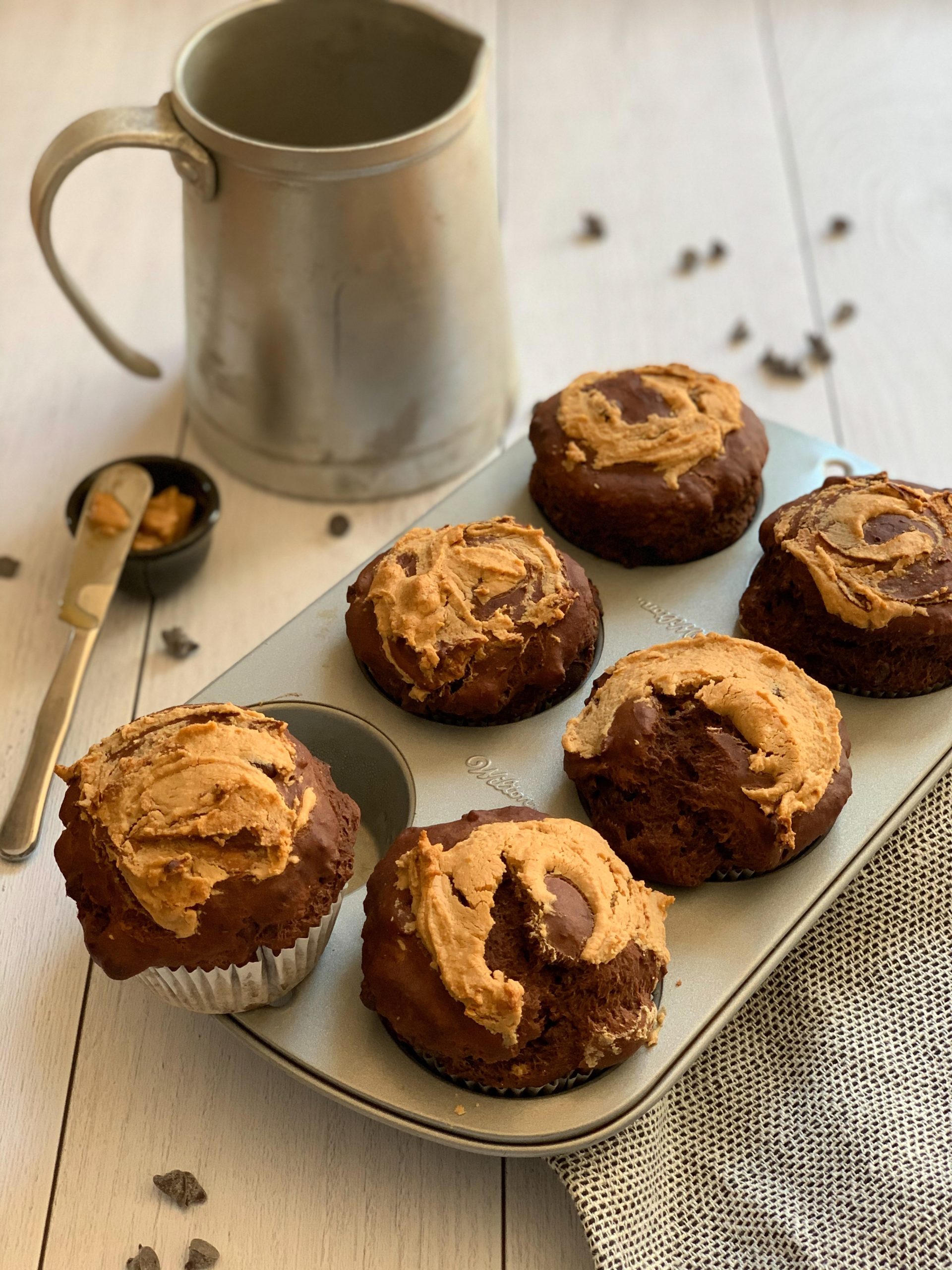 Healthy Chocolate Peanut Butter Banana Muffins Un Petit Oiseau Dans La Cuisine